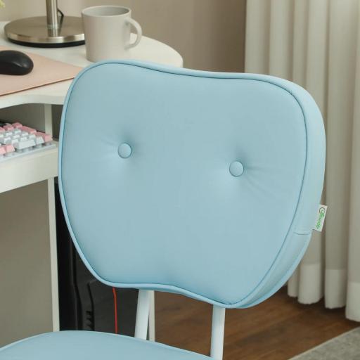Silla de Oficina Giratoria Tapizada en PU con Altura Ajustable Sin Brazos Carga 120 kg 46x59x82-92 cm Azul Claro [7]