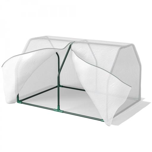 Invernadero de Terraza 100x70x60 cm Vivero Casero Pequeño de Jardín con Cremallera para Cultivos Plantas Flores Marco de Acero Cubierta de PE 140g/m² Blanco [7]