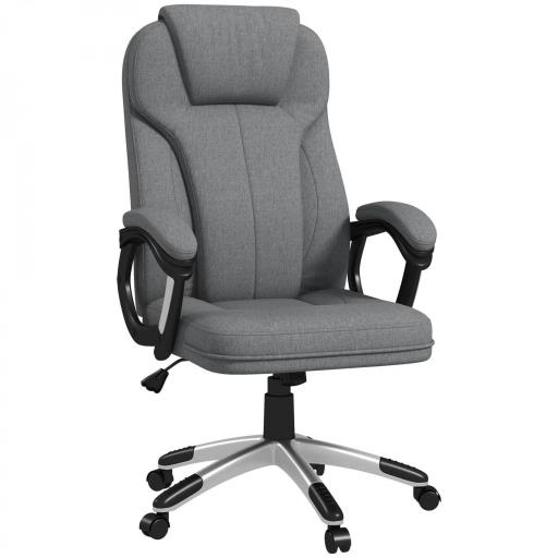 Silla de Escritorio Silla de Estudio Giratoria con Función Basculante Altura Ajustable Reposabrazos 66x75x110-120cm Gris [8]