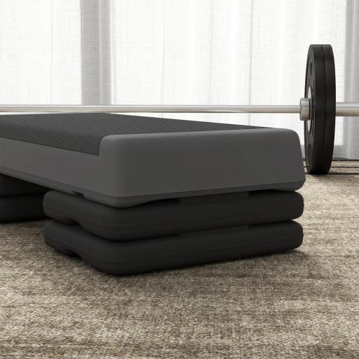 Step de Aeróbic Step para Fitness Antideslizante Altura Regulable 3 Niveles 77x36x20,5cm Gris y Negro [6]