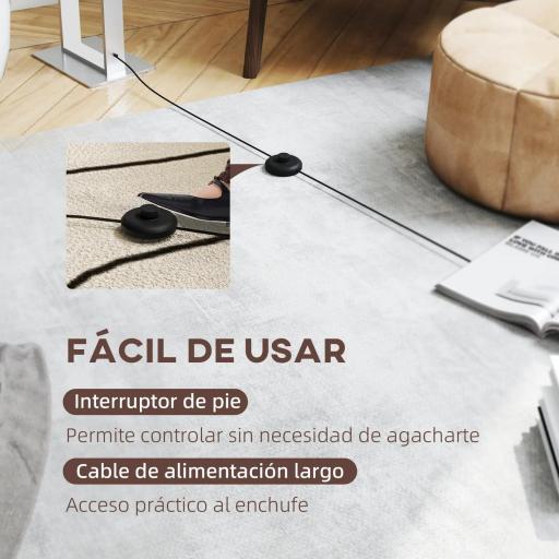 Lámpara de Pie para Salón 150 cm con Pantalla de Tela Luz Nocturna Interruptor de Pie y Base Metálico Blanco [4]