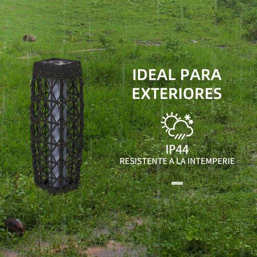 Lámpara Solar de Ratán Sintético con Luces LED Encendido/Apagado Automático para Exterior 20x20x68 cm Gris [3]