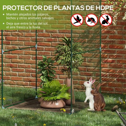 Jaula de Cultivo para Plantas 120x120x180 cm con Puerta Enrollable y Marco de Acero para Jardín Terraza Color Verde [2]