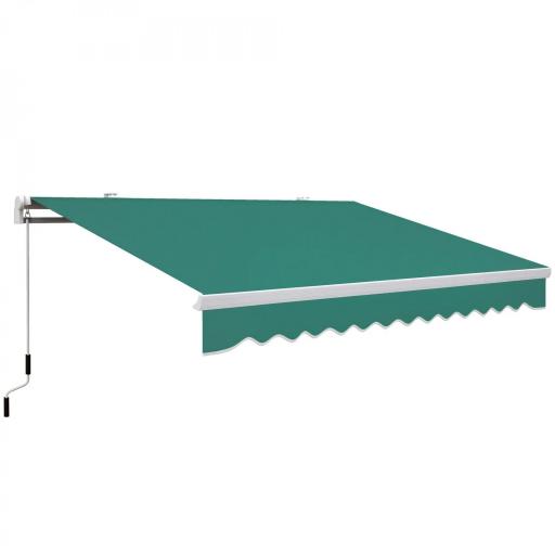 Toldo Manual 395x245 cm con Manivela Toldo Balcón Patio Terraza de Aluminio y Tejido Poliéster 280 g/m² Anti-UV Verde [9]