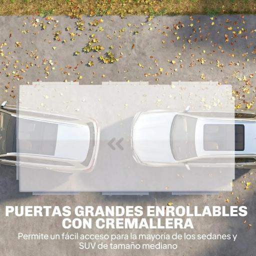 Garaje Exterior para Coche 3x6 m Impermeable de PE Resistente Marco de Acero Galvanizado Altura Ajustable Blanco [4]