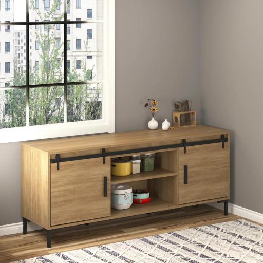 Herrajes Puertas Correderas 183 cm para Puerta Corredera Doble de Madera Ancho 45 cm Mueble de TV Armario Negro [2]