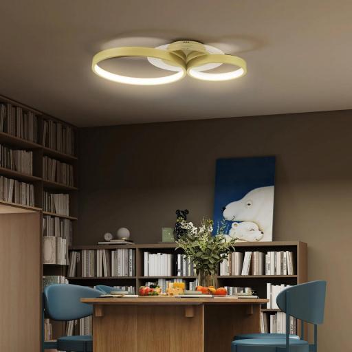 Lámpara de Techo LED 40W 3000 K/4000 K/6500 K para Dormitorio Salón Cocina Comedor Dorado [3]