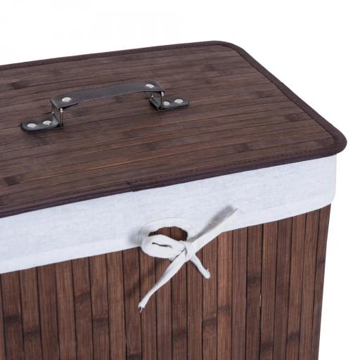 Cesto para la Ropa Sucia Plegable con Tapa Cubo para la Colada Rectangular con Asas 40x30x60 cm Marrón [7]
