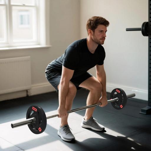 Juego de 2 Discos de Pesas Olímpicos de 15 kg Agujero 50 mm de Hierro Fundido para Entrenamiento de Fuerza Negro [1]