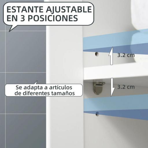 Armario Auxiliar de Baño Estilo Moderno con 1 Cajón 2 Puertas y Estante para Lavabo Ducha 60x30x80 cm Blanco. [4]