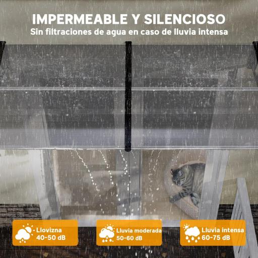 Tejadillo de Protección 200x96x27 cm Marquesina Exterior para Puertas y Ventanas contra Sol y Lluvia Transparente [4]