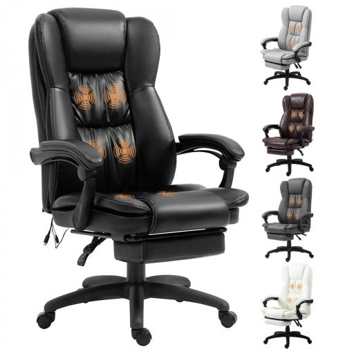 Silla de Masaje Reclinable con Altura Ajustable Reposapiés Retráctil y Control Remoto 68,5x68,5x113-121 cm Negro [9]