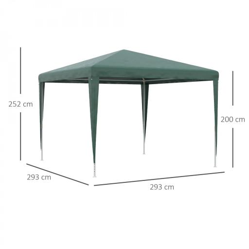 Carpa Desmontable 3x3 m Cenador Pabellón de Jardín con 4 Orificios de Drenaje y Marco de Acero para Terraza Patio Verde [1]