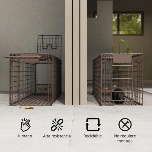Trampa para Animales Vivos 100x24x30 cm con 2 Puertas y Marco de Acero para Interior y Exterior Marrón [2]