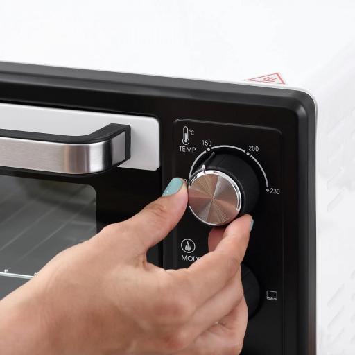 Horno Portátil 16L 1400W con 3 Modos de Calor Temporizador Bandeja de Horneado y Rejilla 44x32x28,1 cm Blanco y Negro [6]