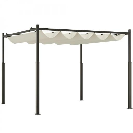 Pérgola de jardín exterior 3x3 m con techo retráctil y fijación magnética, toldo sol UPF30+, Crema [5]
