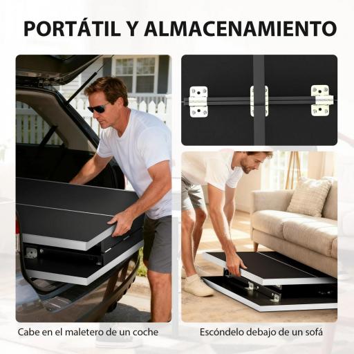 Mini Mesa de Ping-Pong Plegable con Red 2 Raquetas y 3 Pelotas para Interior y Exterior 152x76x70 cm Negro [3]