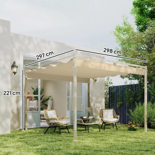 Pérgola con Techo Retráctil Pérgola de 3x3 m con Cierre Magnético Protección UV30+ Pabellón para Jardín Patio Caqui [1]