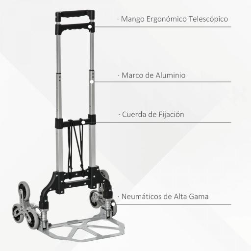 Carretilla de Mano Portátil para Escalera con Ruedas Carga 70kg Carretilla Plegable para Entrega Almacenes Mercado Viajar Mudarse [2]