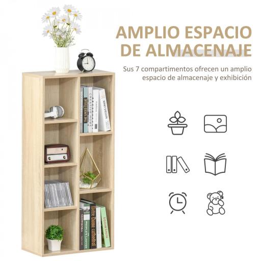 Estantería Librería de Madera Armario de Libros con 7 Compartimentos para Plantas Archivos 50x24x106 cm Roble [4]
