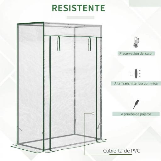 Invernadero con Puerta Enrollable y Estructura de Acero Invernadero de Jardín Terraza Patio 100x50x150 cm Transparente [2]