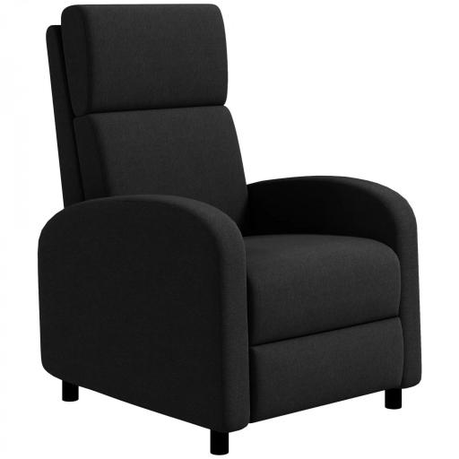 Sillón Relax Reclinable hasta 160° Sofá Reclinable Moderno con Reposapiés Soporta hasta 120 kg 64x86x102 cm Negro [8]