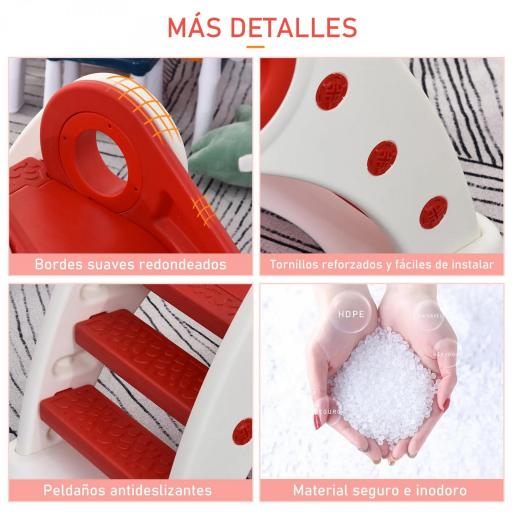 Tobogán Infantil de 18-36 Meses Tobogán para Niños Plegable con Escaleras Rampa Larga para Jardín Parque Interiores 120x50x56 cm Rojo [3]