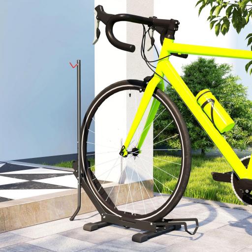 Soporte para Bicicletas de Acero Aparca Bicis de Suelo Plegable Portátil para Casa Garaje Taller 75x41x71-81 cm Negro [4]