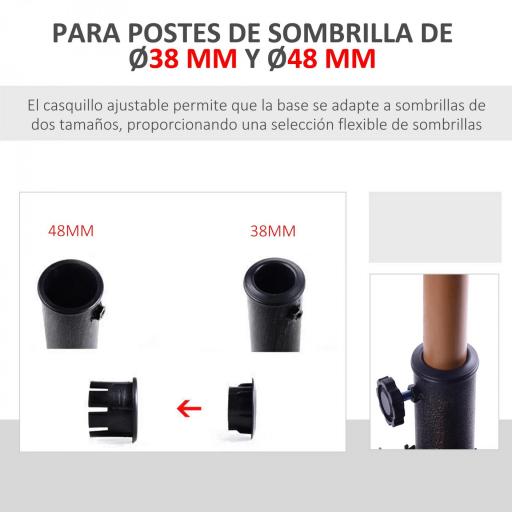 Base para Sombrilla de Resina Peso 15 kg para Poste de Parasol de Ø3,8 cm y Ø4,8 cm para Terraza 47x47x32 cm Bronce [10]