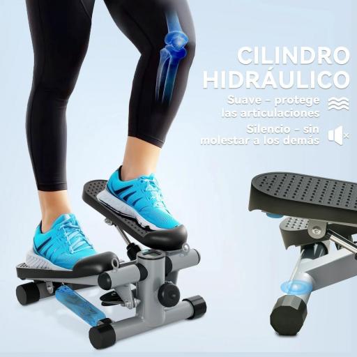 Mini Stepper Compacto para Hacer Ejercicio en Casa con Bandas de Resistencia Monitor LCD Pedales Antideslizantes Gris [5]