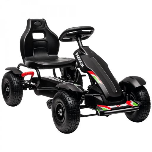 Go Kart a Pedales para Niños con Asiento Ajustable Neumáticos de Goma Freno de Mano Carga 50 kg 121x58x61 cm Negro [9]