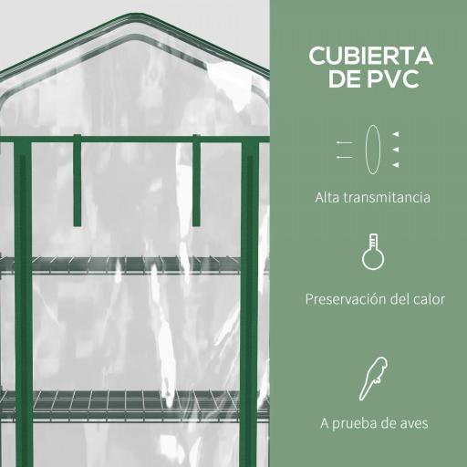 Invernadero de Exterior con Ruedas Estantes de 4 Niveles Puerta con Cremallera y Marco de Acero 69x50x165cm Transparente [2]