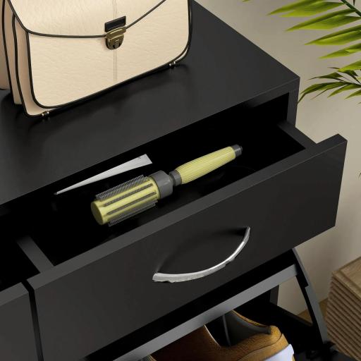 Mueble Zapatero Estrecho Armario de Zapatos con 2 Cajones Abatibles para 12 Pares de Zapatos 80x30x91,5 cm Negro [7]