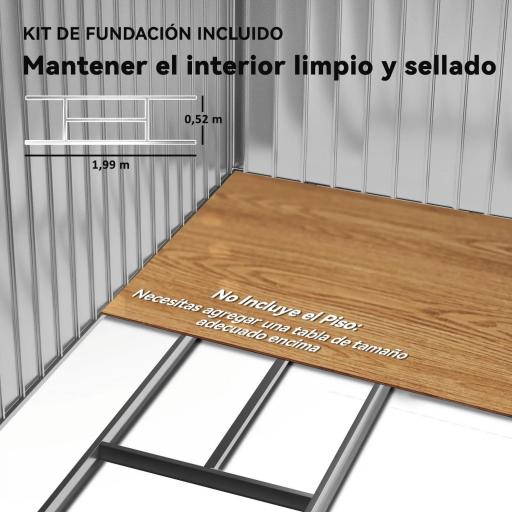 Caseta de Jardín 213x130x185 cm Cobertizo Metálico de Exterior para Almacenamiento de Herramientas Caqui [4]