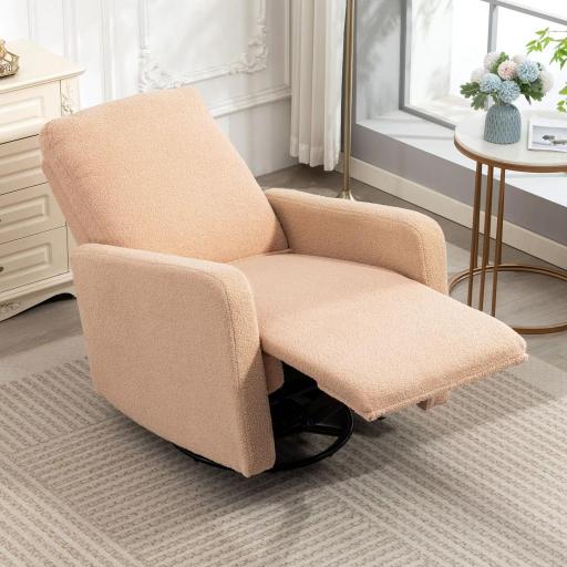 Sillón Relax Reclinable Manual hasta 135º con Reposabrazos Reposapiés Acolchado Grueso Función de Balanceo 360° Marrón [6]