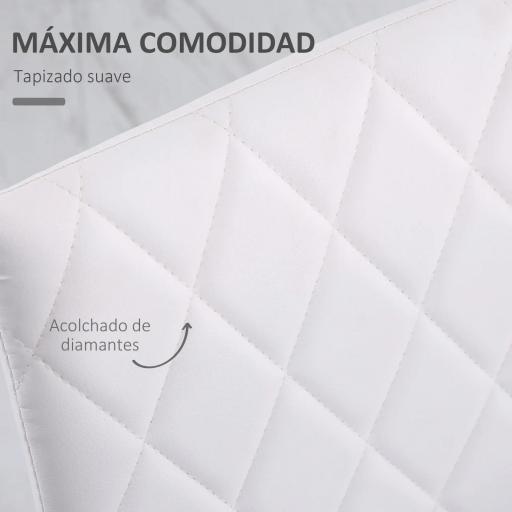 Pack de 4 Sillas de Comedor, Sillas de Cocinas Modernas, Respaldo Alto con Costuras Decorativas de Diamantes, Tapizadas en Cuero Sintético, Patas de Acero, Blanco [5]