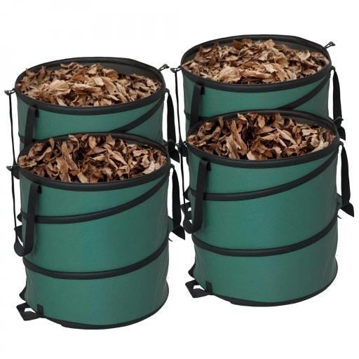 Set de 4 Bolsas de Basura de Jardín 86L con Asas Fijación de Botones y Diseño Pop-Up Plegables y Reutilizables [8]