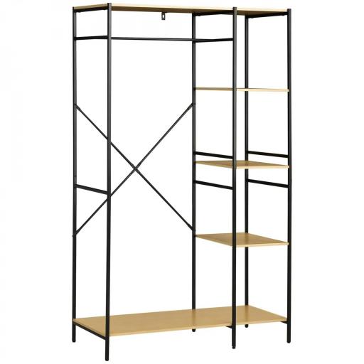 Perchero de Ropa Perchero de Madera con 4 Estantes de Almacenaje y Barra para Colgar Carga 30 kg para Dormitorio Salón Entrada 100x46x170,5 cm Natural [2]