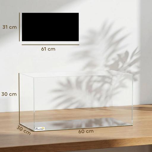 Acuario de Pecera 51 L Pecera de Cristal con Alfombrilla Protectora para Peces Camarones y Tortugas Transparente [4]