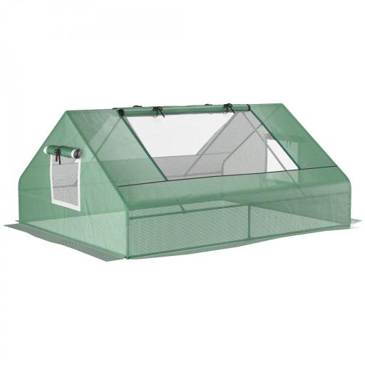 Invernadero Pequeño para Cultivo con 4 Ventanas Enrollables Marco de Acero y Cubierta PE Anti-UV 180x140x80 cm Verde [9]