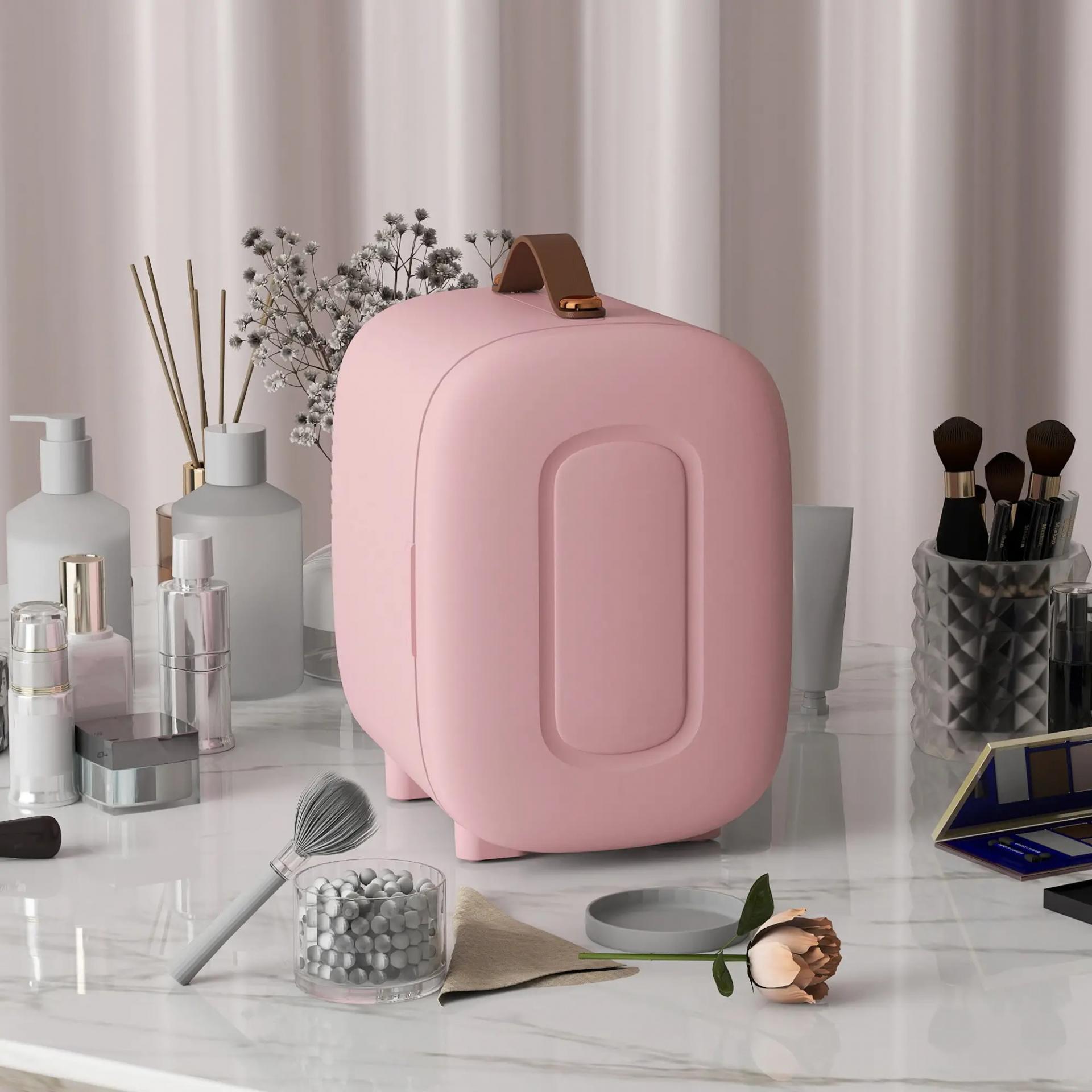 Nevera Pequeña Extrasilenciosa 4L 9V/240V para Enfriar y Calentar Mini Frigorífico 20,3x26,3x28 cm Rosa Palo
