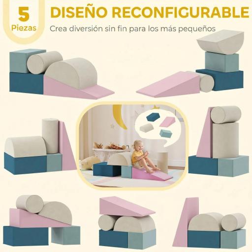 Juego de 5 Bloques de Espuma para Niños Bloques de Psicomotricidad Infantil con Base Antideslizante Funda Extraíble [2]