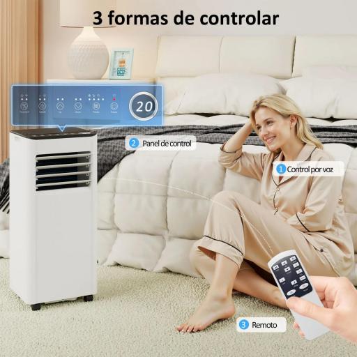 Aire Acondicionado Portátil 9000 BTU 4 en 1 Enfriamiento Deshumidificador Ventilador Temporizador para 28 m² Blanco [5]