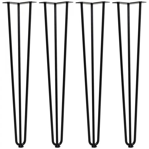 Conjunto de 4 Patas para Mesa de Estilo Industrial y Diseño Horquilla con Protectores Anti-arañazos de Goma 12x12x71cm Tornillos de Montaje Incluidos Negro