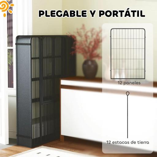Parque para Perros de 12 Paneles de 100 cm de Altura con Puertas para Interior y Exterior Negro [6]