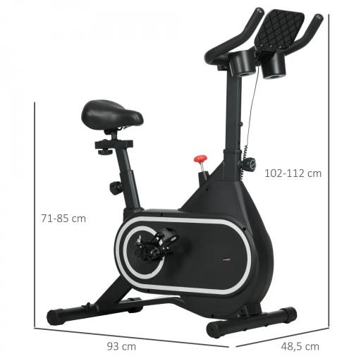 Bicicleta Estática con Asiento y Manillar Ajustables Pantalla LCD Volante Inercia 4 kg y Soporte para Botella Negro [1]