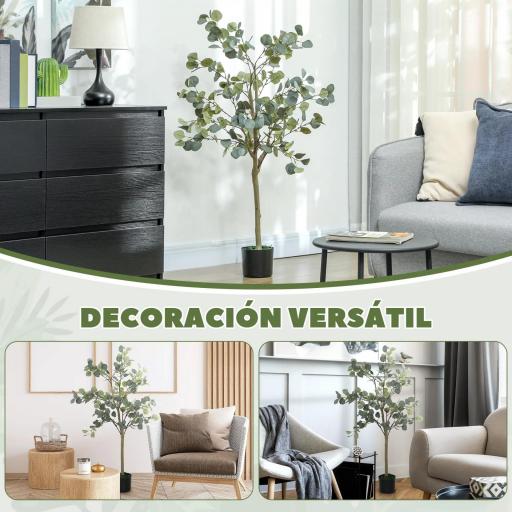 Planta Artificial Decorativa de 150 cm Eucaliptus Sintético con 230 Hojas en Maceta para Interior Verde [1]