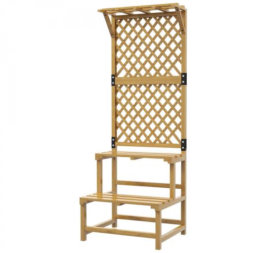 Soporte para Plantas de Madera Estantería para Plantas de 2 Niveles con Enrejado para Jardín Patio Terraza Natural [9]