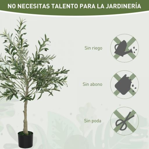 Planta Artificial Decorativa de 120 cm Árbol de Olivo con 450 Hojas y 20 Aceitunas en Maceta para Interior Verde [4]