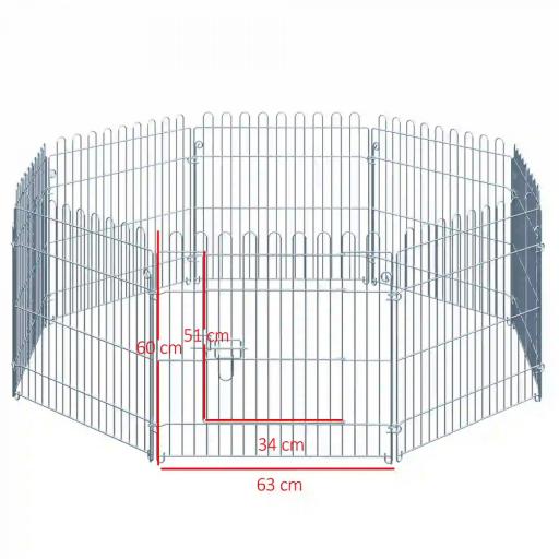 Vallas para Perros Plegables de 8 Piezas 63x60 cm con 1 Puerta y Marco de Acero para Jardín Patio Plata [1]
